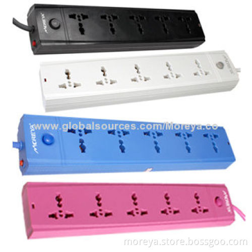 Universal standard power strip with 5 outlets, extension cord, overload protection